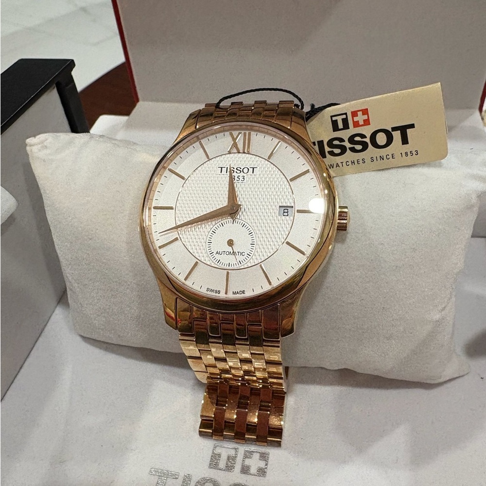 NWT Tissot Tradition Rose Gold and Silver Watch MEN